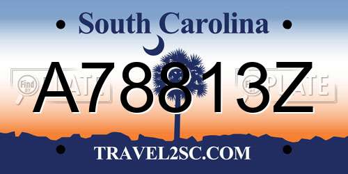 A78813Z South Carolina License Plate