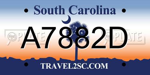 A7882D South Carolina License Plate