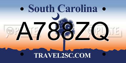 A788ZQ South Carolina License Plate