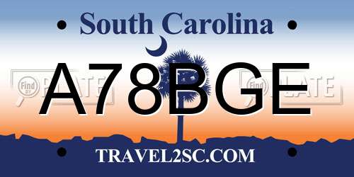 A78BGE South Carolina License Plate