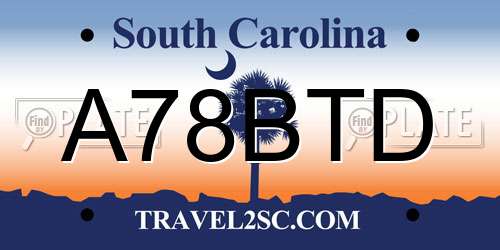 A78BTD South Carolina License Plate