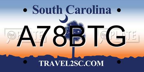 A78BTG South Carolina License Plate