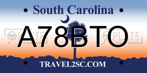 A78BTO South Carolina License Plate