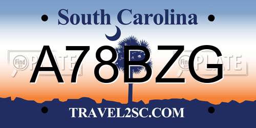 A78BZG South Carolina License Plate