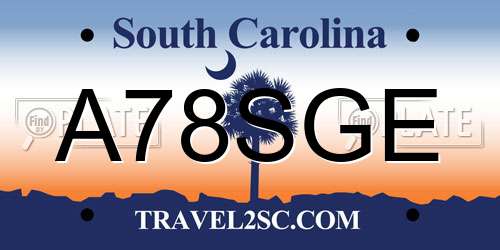 A78SGE South Carolina License Plate