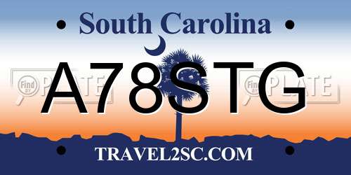 A78STG South Carolina License Plate