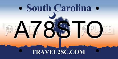 A78STO South Carolina License Plate