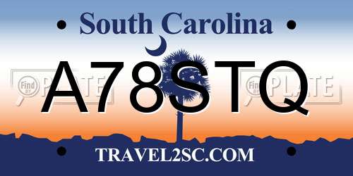 A78STQ South Carolina License Plate