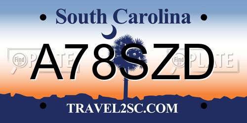 A78SZD South Carolina License Plate
