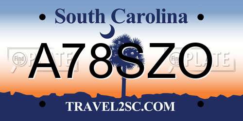 A78SZO South Carolina License Plate