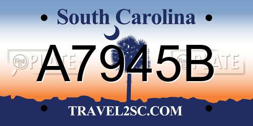A7945B South Carolina License Plate