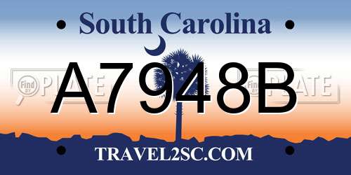 A7948B South Carolina License Plate
