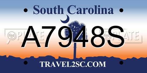 A7948S South Carolina License Plate