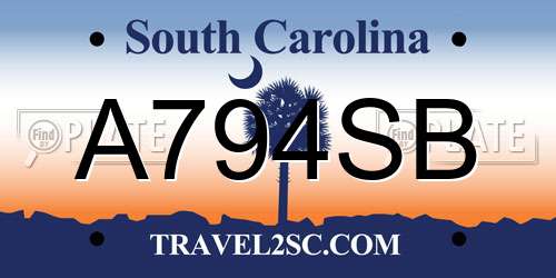 A794SB South Carolina License Plate