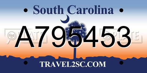 A795453 South Carolina License Plate