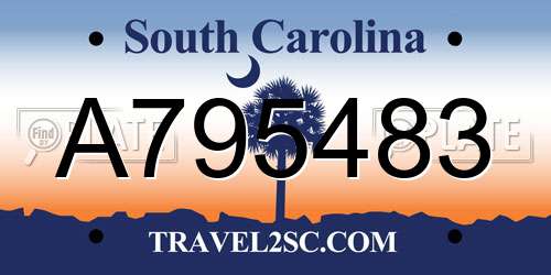 A795483 South Carolina License Plate