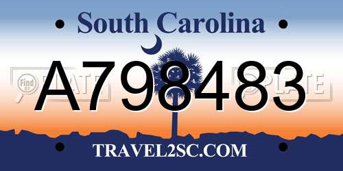 A798483 South Carolina License Plate