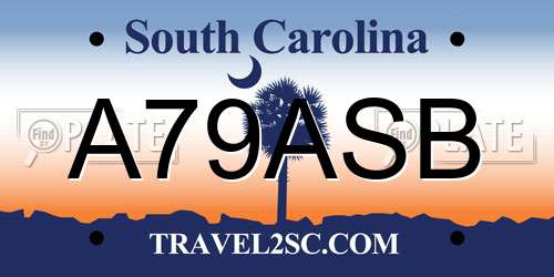 A79ASB South Carolina License Plate