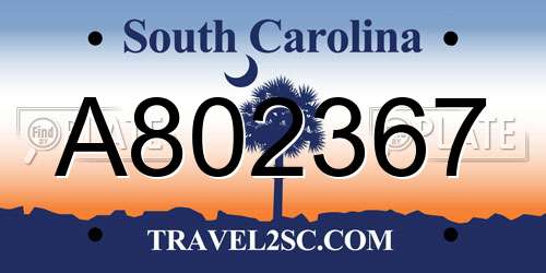 A802367 South Carolina License Plate