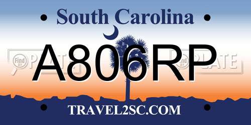 A806RP South Carolina License Plate