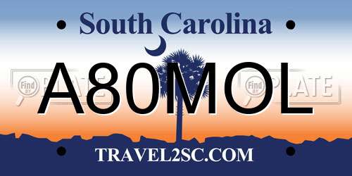 A80MOL South Carolina License Plate
