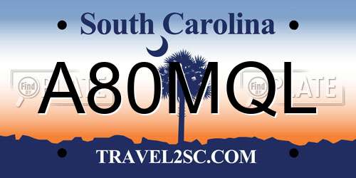 A80MQL South Carolina License Plate