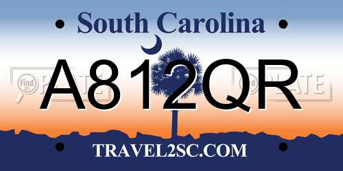 A812QR South Carolina License Plate