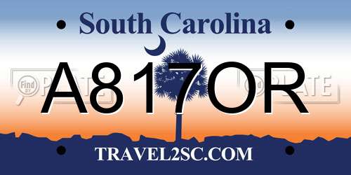 A817OR South Carolina License Plate