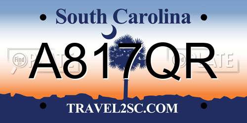 A817QR South Carolina License Plate