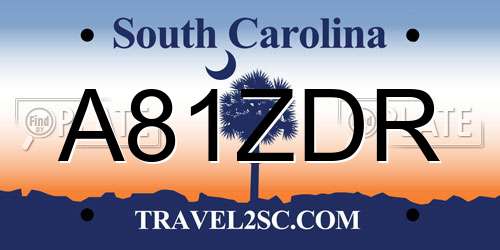 A81ZDR South Carolina License Plate
