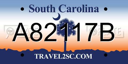 A82117B South Carolina License Plate