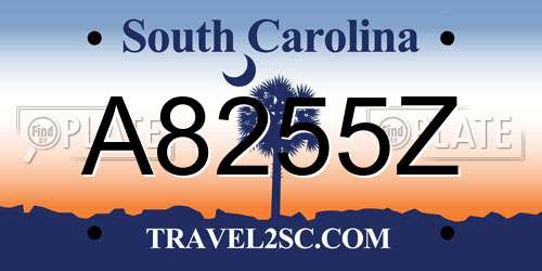 A8255Z South Carolina License Plate