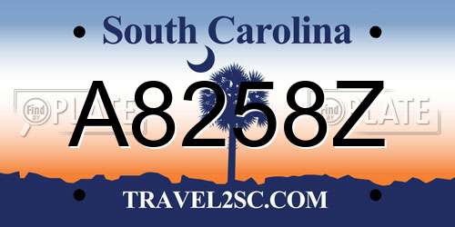 A8258Z South Carolina License Plate