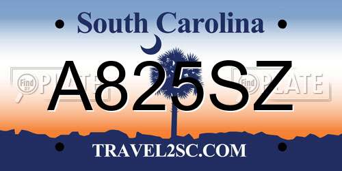 A825SZ South Carolina License Plate