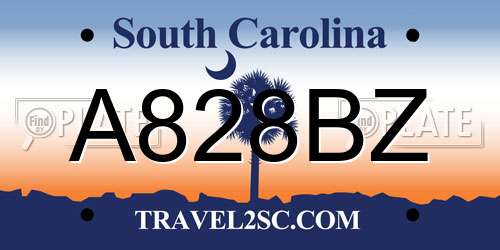 A828BZ South Carolina License Plate