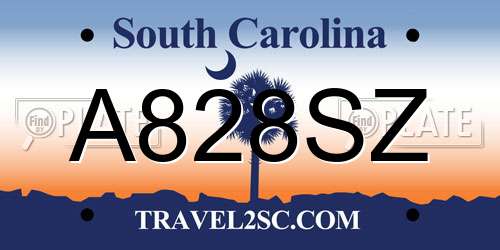 A828SZ South Carolina License Plate