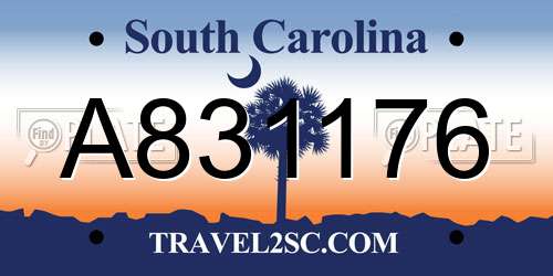 A831176 South Carolina License Plate