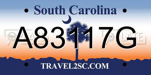 A83117G South Carolina License Plate