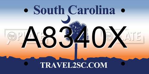 A8340X South Carolina License Plate