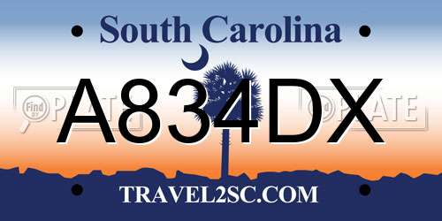 A834DX South Carolina License Plate