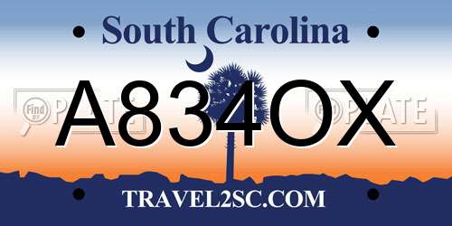 A834OX South Carolina License Plate
