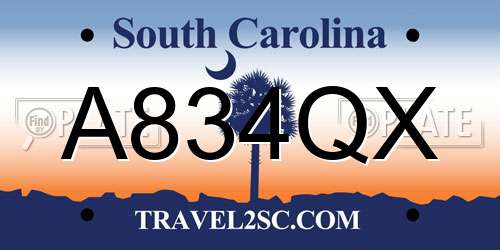 A834QX South Carolina License Plate
