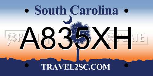 A835XH South Carolina License Plate