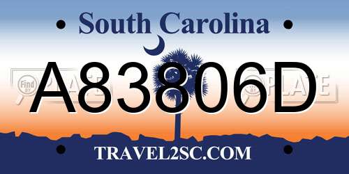 A83806D South Carolina License Plate