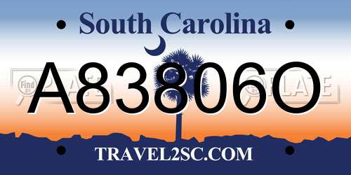 A83806O South Carolina License Plate