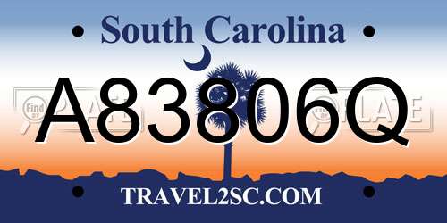 A83806Q South Carolina License Plate