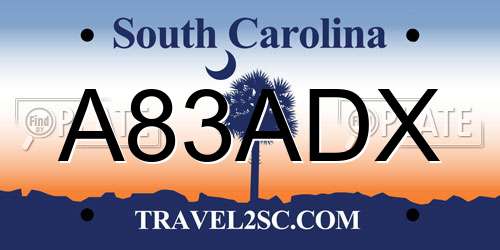 A83ADX South Carolina License Plate