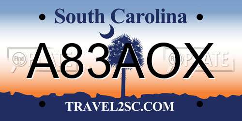 A83AOX South Carolina License Plate