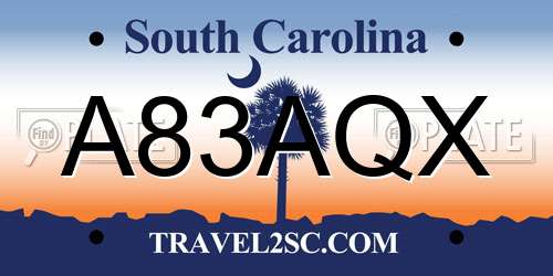 A83AQX South Carolina License Plate