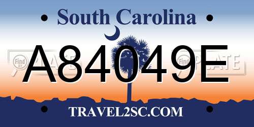 A84049E South Carolina License Plate